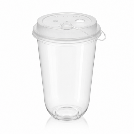 Transparent Plastic Cups 16 oz U with Lids 50 pcs