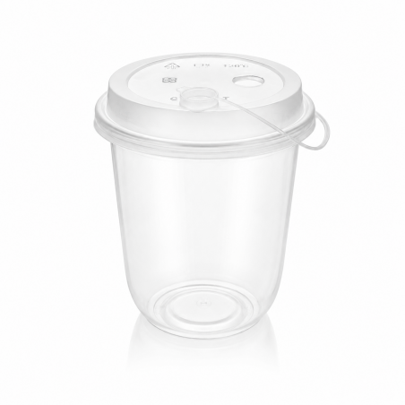 Transparent Plastic Cups 14 oz U with Lids 50 pcs