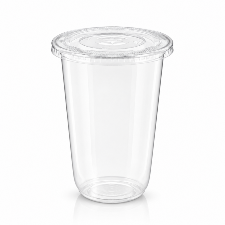 Transparent Plastic Cups 24 oz U with Lids 50 pcs