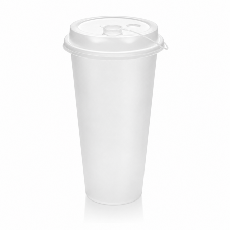 Frosted Plastic Cups 24 oz, 9070 with Lids 25 pcs