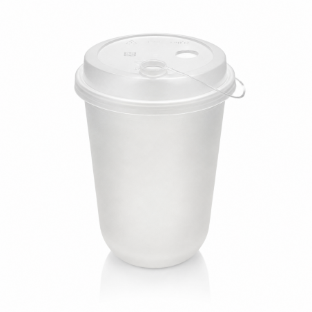 Frosted Plastic Cups 16 oz U with Lids 25 pcs